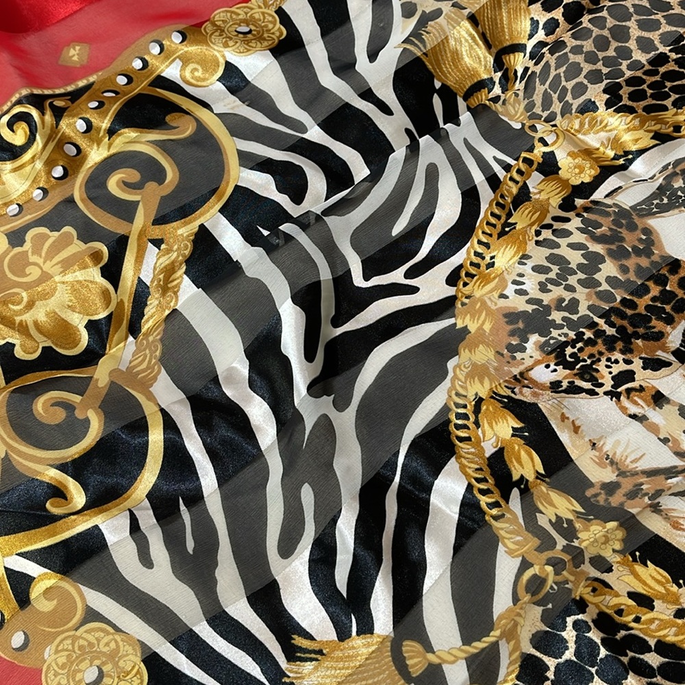DESIGNER INSPIRED SCARF: Red, Gold, Black & White. - Picture 8 of 10
